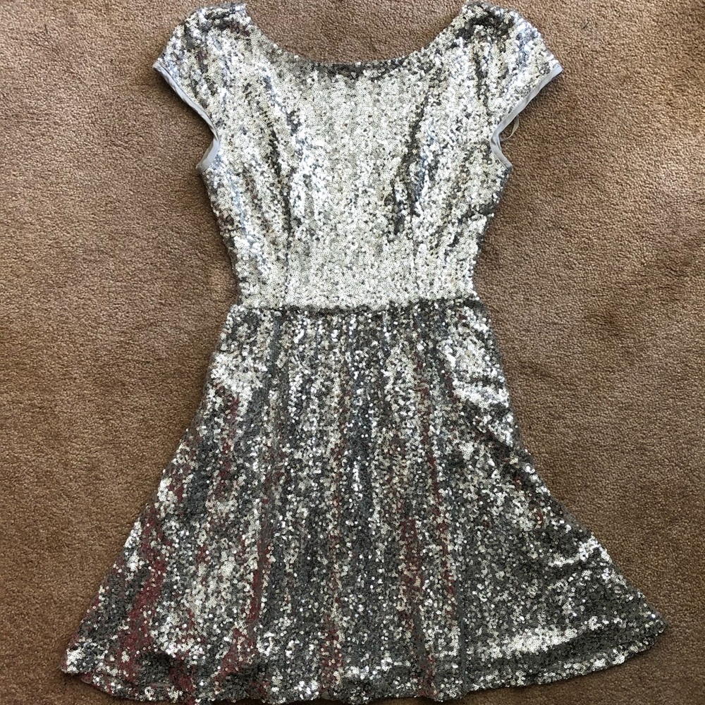 Silver Sequin Cocktail Dress